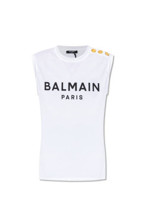 Biały T-shirt z logo Balmain - Vitkac Polska